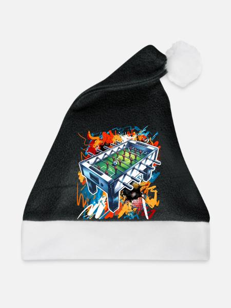Tischkicker Tischfußball - Weihnachtsmütze - Schwarz/Weiß - Vorne