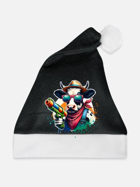 Kuh Wasserpistole - Weihnachtsmütze - Schwarz/Weiß