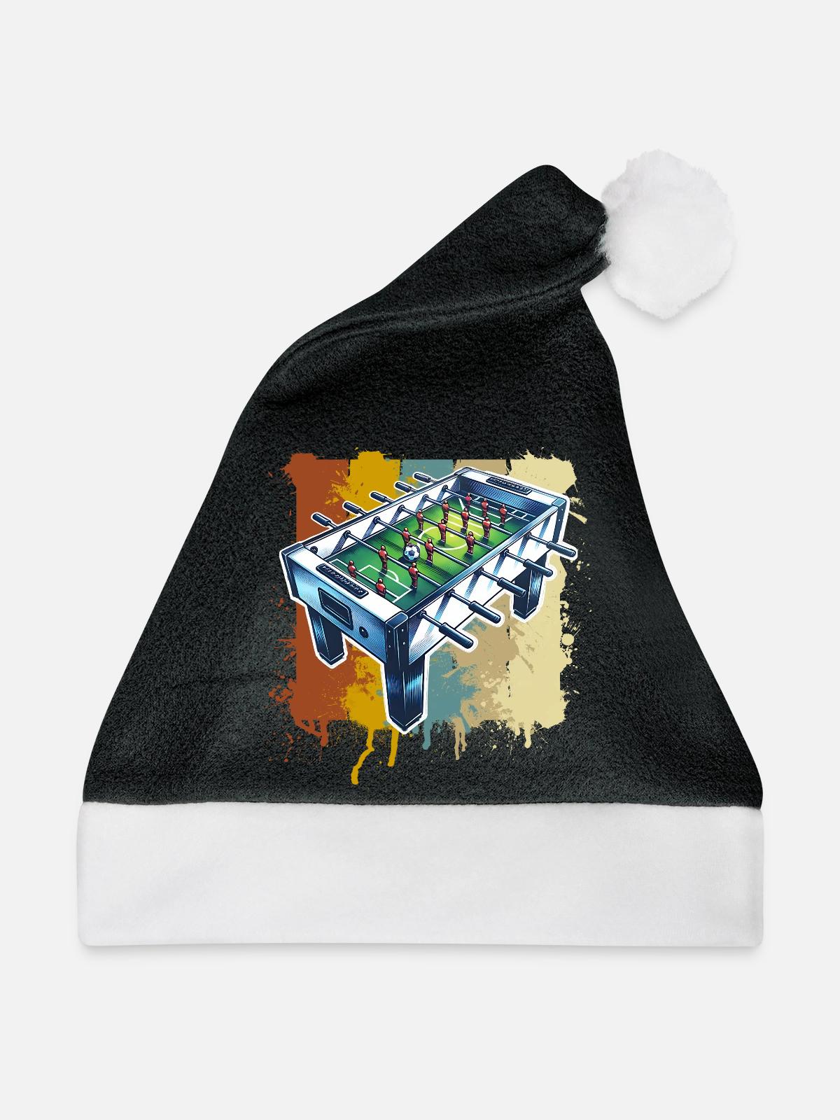 Tischkicker Tischfußball - Weihnachtsmütze - Schwarz/Weiß - Vorne