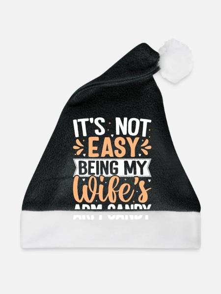 Lustiges Arm Candy Ehemann Spruchdesign - Weihnachtsmütze - Schwarz/Weiß - Vorne
