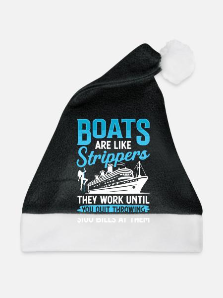 Humorvolles Boote und Unterhaltung Design - Weihnachtsmütze - Schwarz/Weiß - Vorne