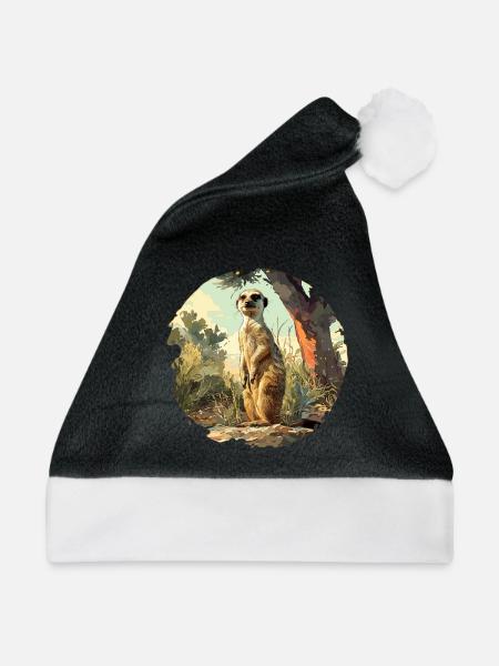 Meerkat Erdmännchen - Weihnachtsmütze - Schwarz/Weiß