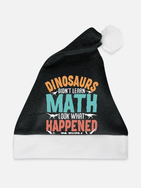 Lustiges Mathe-Dinosaurier-Design für Lehrer - Weihnachtsmütze - Schwarz/Weiß - Vorne