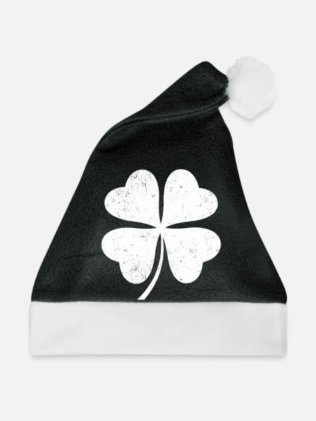 Weißes Kleeblatt - Weihnachtsmütze - Schwarz/Weiß