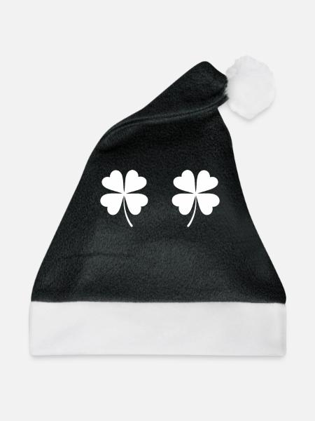 Shamrock Boobs Irish Boobies - Weihnachtsmütze - Schwarz/Weiß - Vorne