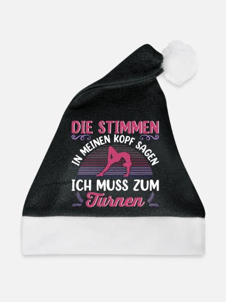 Turnen Mädchen Gymnastik Turnanzug Turnerin - Weihnachtsmütze - Schwarz/Weiß