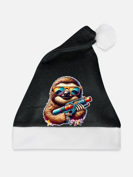 Faultier Wasserpistole - Weihnachtsmütze - Schwarz/Weiß