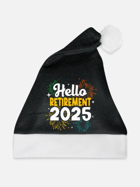 Ruhestand 2025 Rentner Rente Rentnerin - Weihnachtsmütze - Schwarz/Weiß - Vorne