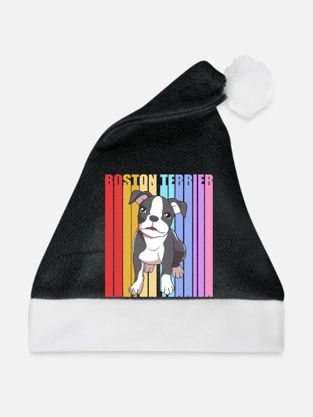 Boston Terrier - Weihnachtsmütze - Schwarz/Weiß - Vorne