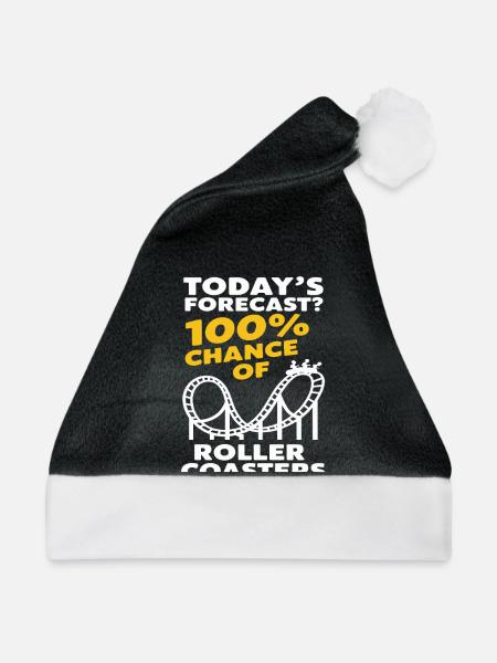 Heutige Prognose? 100% Chance Auf Achterbahnen - Weihnachtsmütze - Schwarz/Weiß - Vorne
