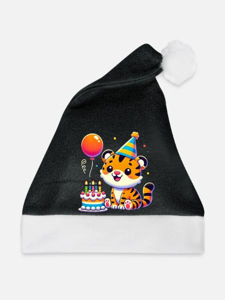 Tiger Kid Celebrating Birthday - Weihnachtsmütze - Schwarz/Weiß