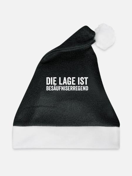 Die Lage ist besäufniserregend Party Spruch Saufen - Weihnachtsmütze - Schwarz/Weiß - Vorne