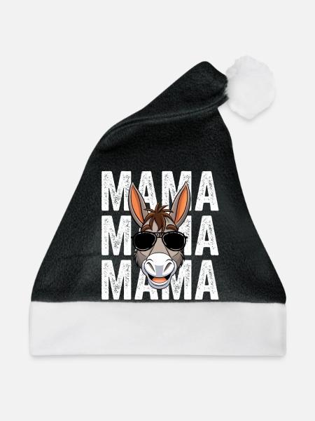Mama Mutter Esel - Weihnachtsmütze - Schwarz/Weiß - Vorne