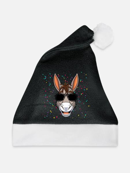 Esel - Weihnachtsmütze - Schwarz/Weiß - Vorne