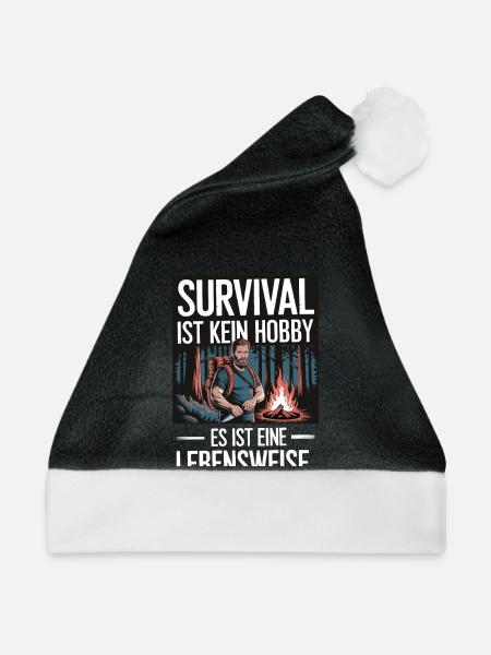 Survival ist kein Hobby es ist eine Lebensweise - Weihnachtsmütze - Schwarz/Weiß - Vorne