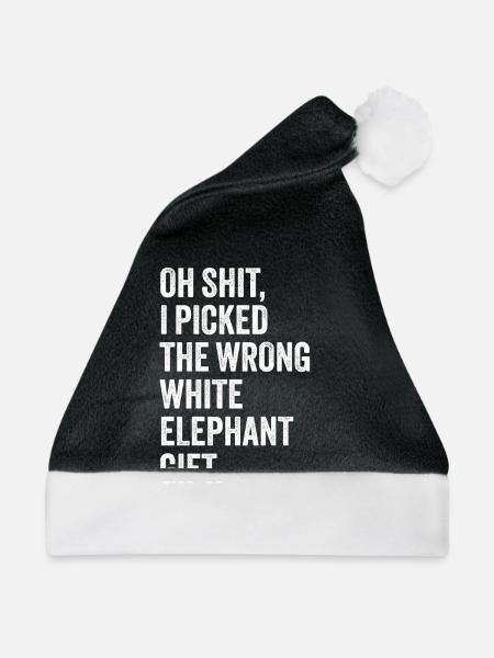 wrong white elephant gift haha wie - Weihnachtsmütze - Schwarz/Weiß - Vorne