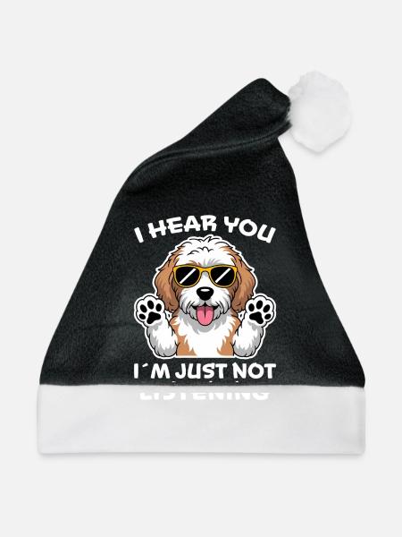 Cockapoo Spruch Hunde Lustiges Cockapoo Geschenk - Weihnachtsmütze - Schwarz/Weiß - Vorne