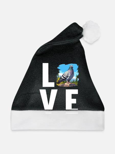 Tauben Taube - Weihnachtsmütze - Schwarz/Weiß - Vorne