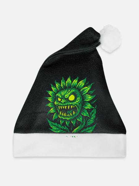 Dämonische Sonnenblume im Neonstil - Weihnachtsmütze - Schwarz/Weiß - Vorne