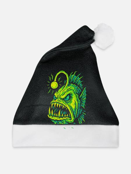 Leuchtender Tiefsee-Anglerfisch Wutstil - Weihnachtsmütze - Schwarz/Weiß