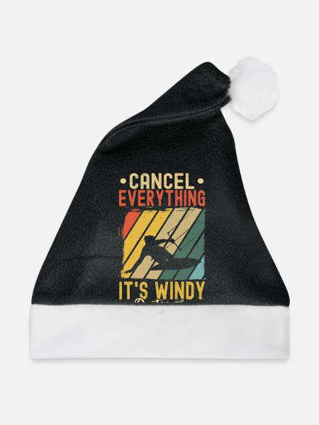 Kitesurfen Alles Absagen, Es Ist Windig Draußen - Weihnachtsmütze - Schwarz/Weiß - Vorne