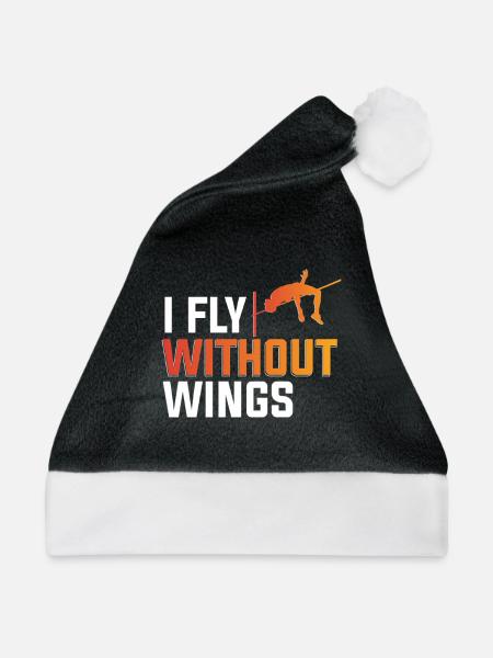 Hochsprung Hochspringer I Fly Without Wings - Weihnachtsmütze - Schwarz/Weiß - Vorne