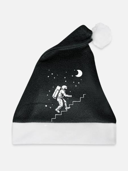 Astronaut auf der Treppe Weltraum-Style - Weihnachtsmütze - Schwarz/Weiß - Vorne