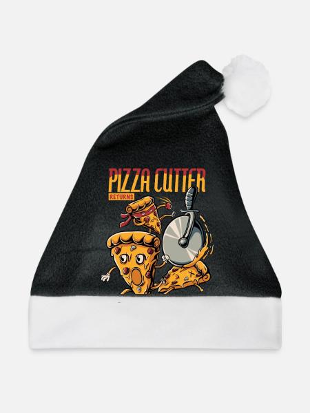 Pizza Cutter Returns Action Design - Weihnachtsmütze - Schwarz/Weiß - Vorne
