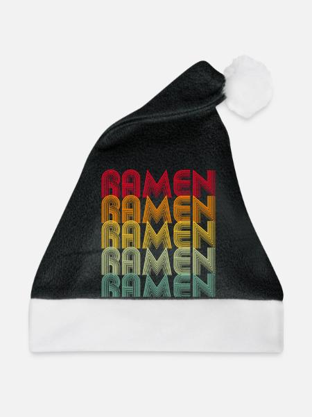 Retro Ramen Typography Food Design - Weihnachtsmütze - Schwarz/Weiß - Vorne