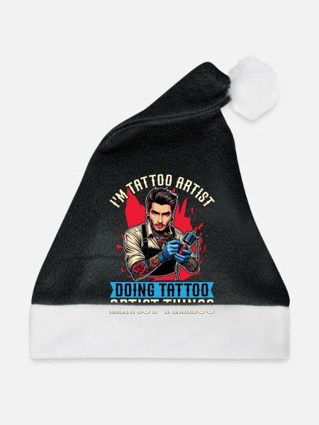 I'm Tattoo Artist Doing Tattooing Tattoo Studio - Weihnachtsmütze - Schwarz/Weiß - Vorne