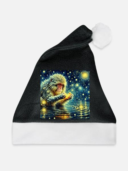 Schneeaffe Starry Night - Weihnachtsmütze - Schwarz/Weiß