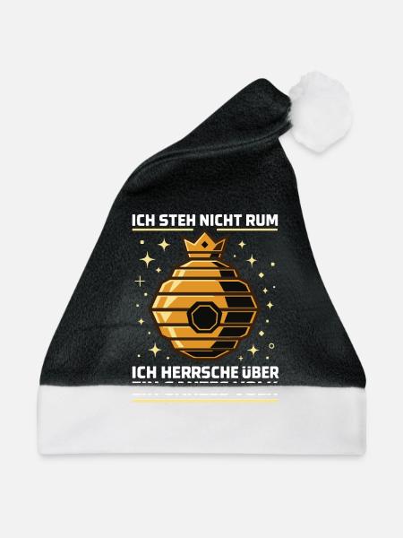 Bienen Imker Ich Herrsche Über das Volk - Weihnachtsmütze - Schwarz/Weiß - Vorne