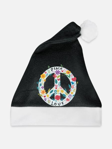 Peacezeichen Blumen Love - Weihnachtsmütze - Schwarz/Weiß