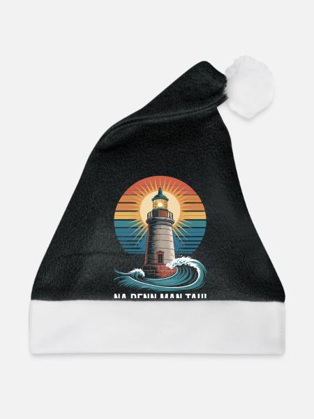 Leuchtturm Abenteuer Na Denn Man Tau - Weihnachtsmütze - Schwarz/Weiß - Vorne