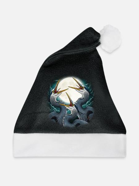 Drei Blaureiher Mond Heulen - Weihnachtsmütze - Schwarz/Weiß