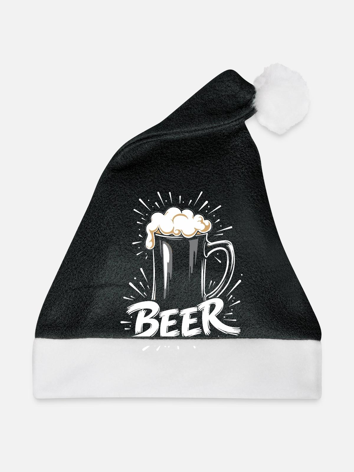 Bier Krug - Weihnachtsmütze - Schwarz/Weiß - Vorne