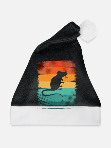 Ratte - Weihnachtsmütze - Schwarz/Weiß