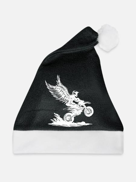 Geflügelter Dirtbike-Fahrer im Soaring Adventure - Weihnachtsmütze - Schwarz/Weiß - Vorne