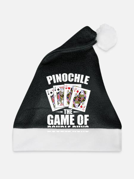 Pinochle Game Of Double Runs Binokelspielen - Weihnachtsmütze - Schwarz/Weiß - Vorne