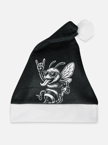 Rock Musik Funny Heavy Metal Retro Bee Vibe - Weihnachtsmütze - Schwarz/Weiß