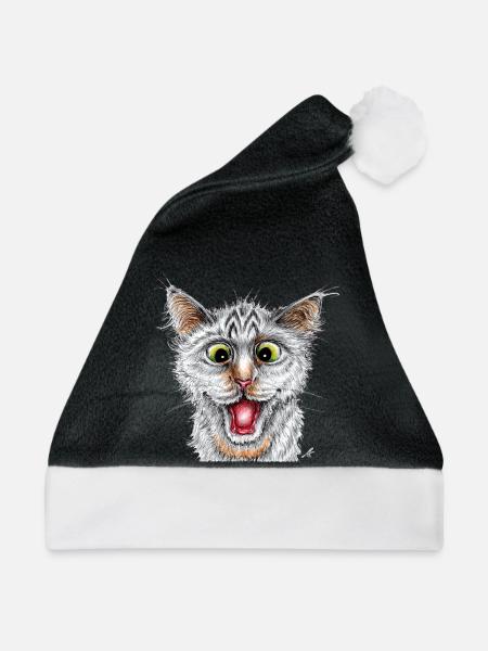 Happy Cat - Weihnachtsmütze - Schwarz/Weiß