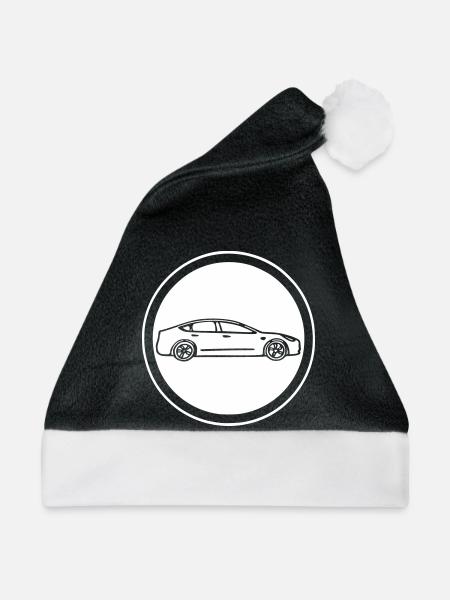 gezeichnetes Model 3 vom besten Autohersteller - Weihnachtsmütze - Schwarz/Weiß - Vorne