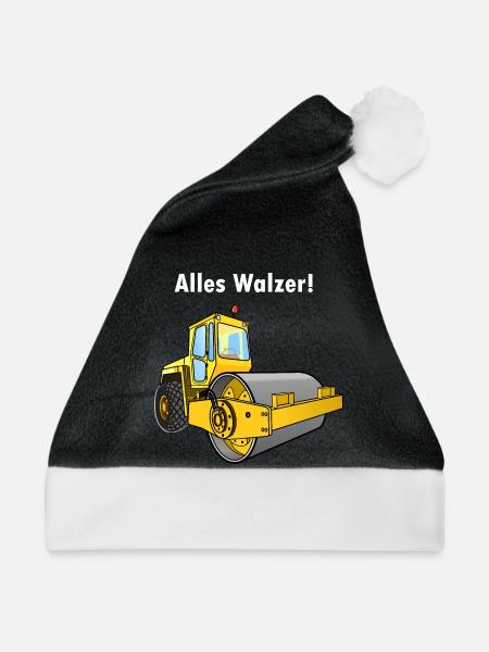 Dampfwalze, Alles Walzer, niederwalzen, Straßenbau - Weihnachtsmütze - Schwarz/Weiß - Vorne