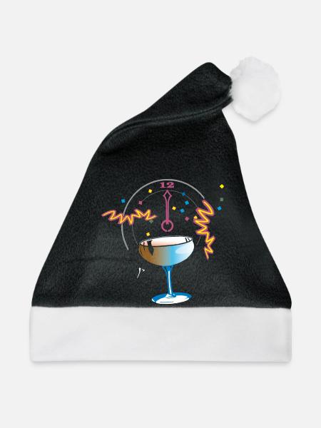 Neujahr Anstossen Konfetti - Weihnachtsmütze - Schwarz/Weiß