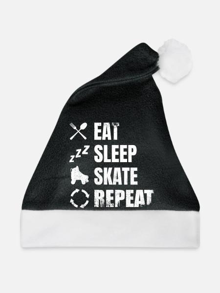 Essen Schlafen Roller Skating - Weihnachtsmütze - Schwarz/Weiß