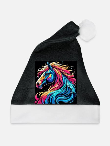 Pferd - Weihnachtsmütze - Schwarz/Weiß