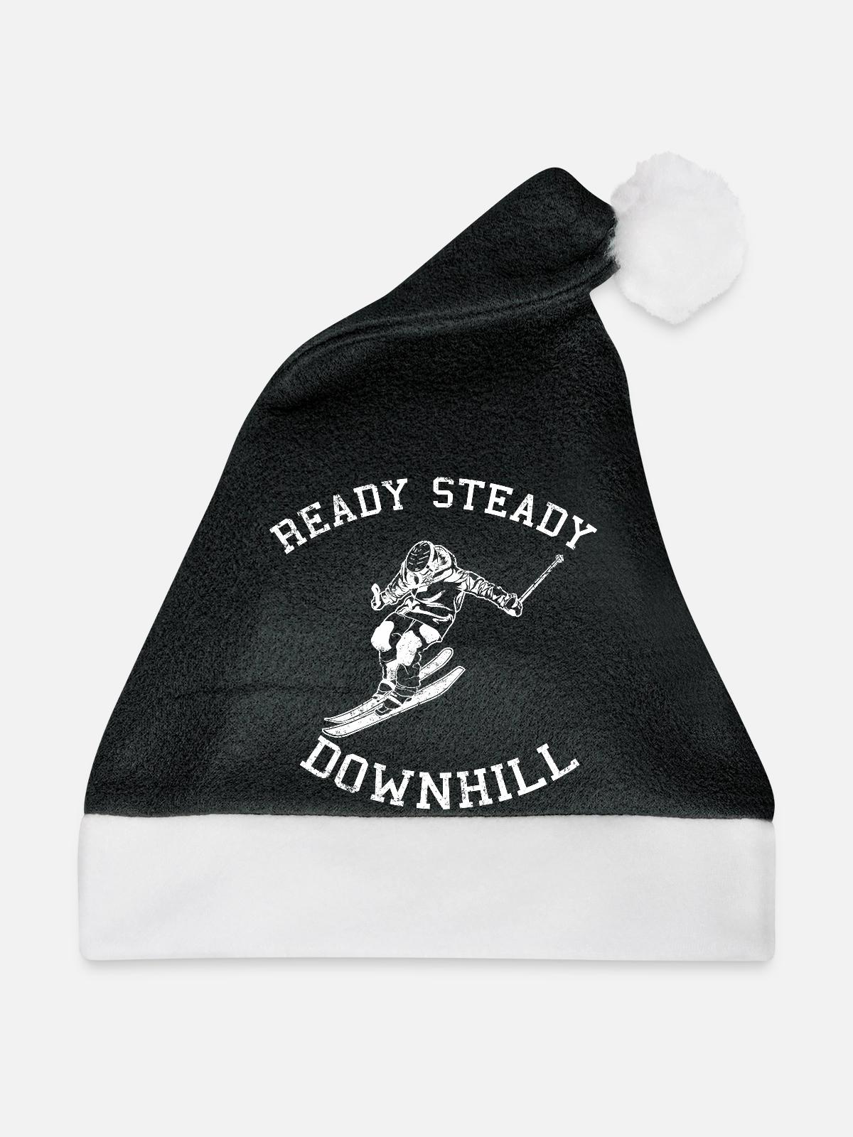 Ready Steady Downhill - Weihnachtsmütze - Schwarz/Weiß - Vorne