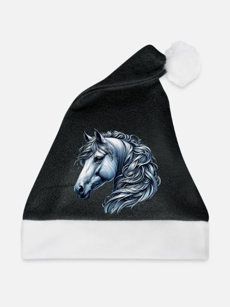 Pferd - Weihnachtsmütze - Schwarz/Weiß