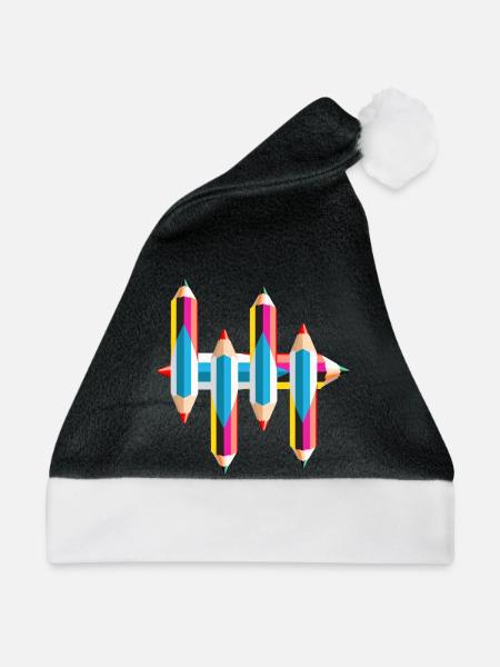 Bunte Malstifte - Weihnachtsmütze - Schwarz/Weiß