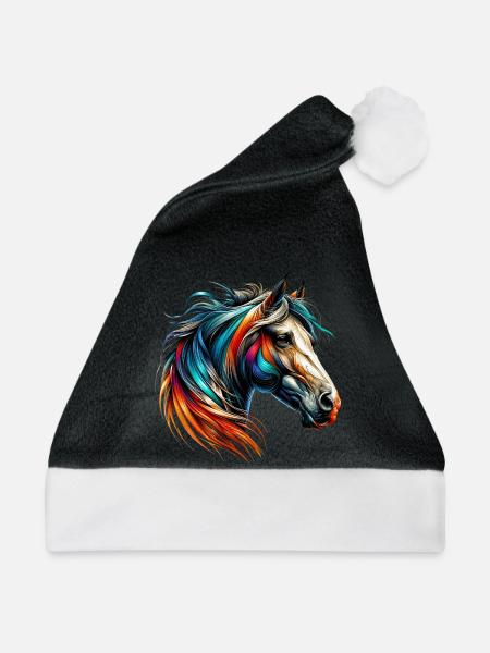 Pferd - Weihnachtsmütze - Schwarz/Weiß